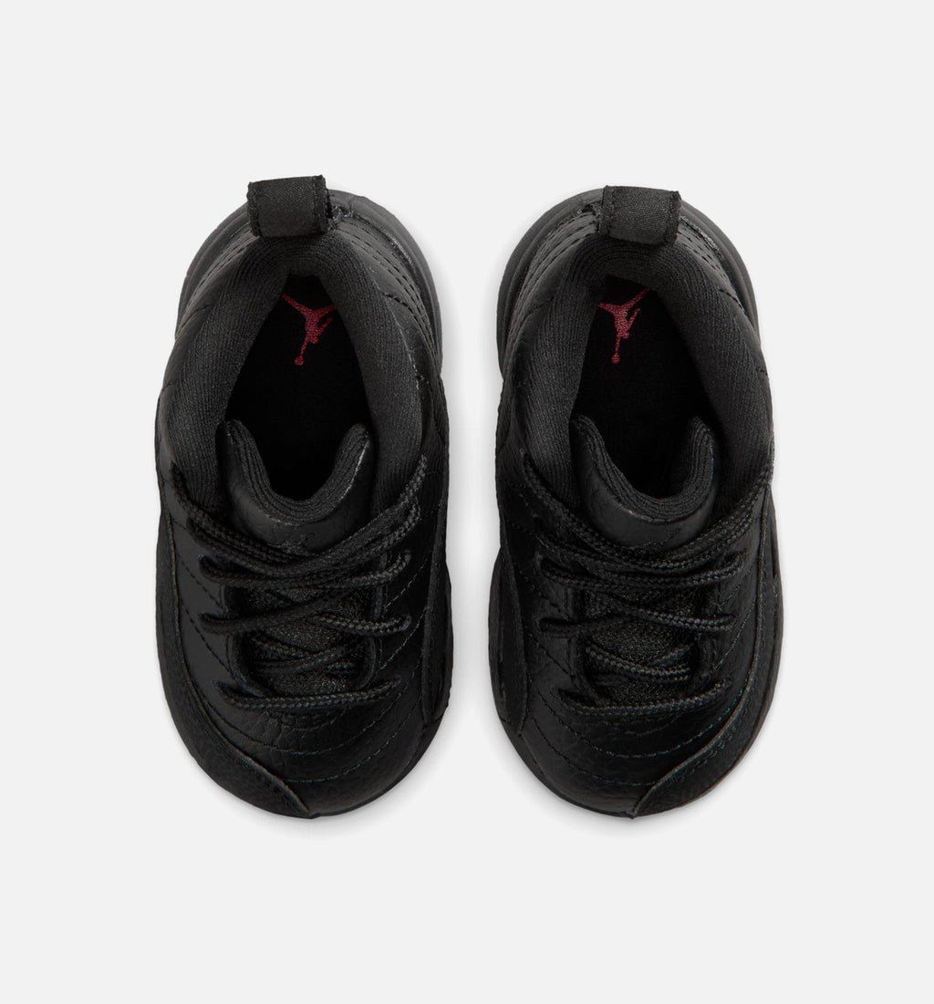 Air Jordan 12 Retro Bloodline 婴幼儿生活方式运动鞋 - 黑色/校服红