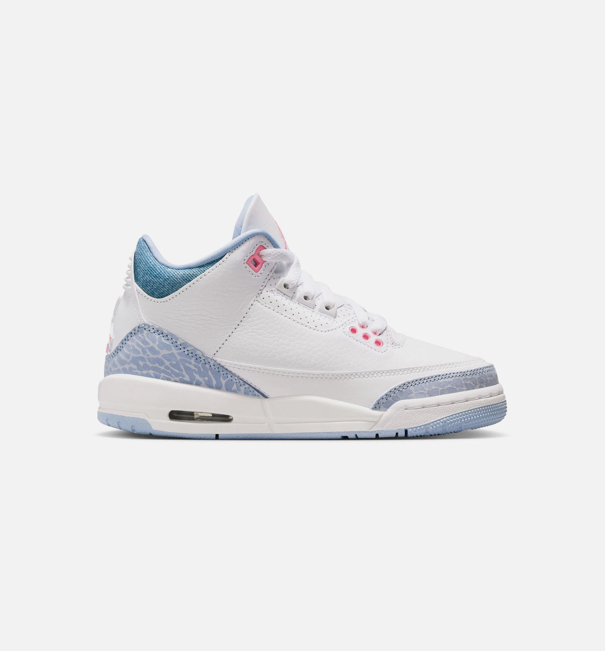 Air Jordan 3 Retro Cobalt Bliss - 青少年生活方式运动鞋（白/鈕蓝/足球灰/粉红发光）