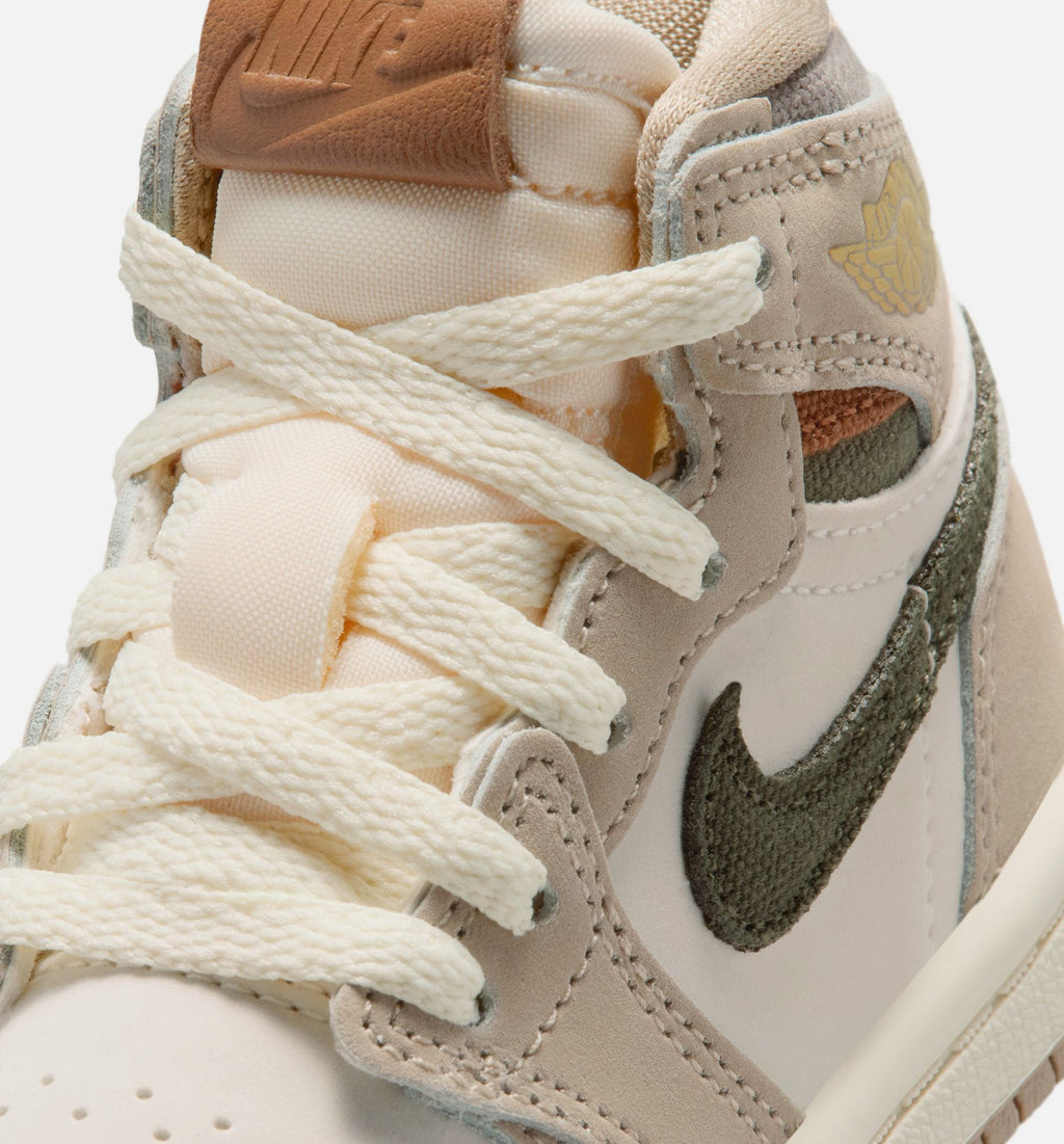 Air Jordan 1 Retro High OG Khaki - 婴幼儿生活方式运动鞋（卡其色/帆布白/渐变奶白/货运卡其）