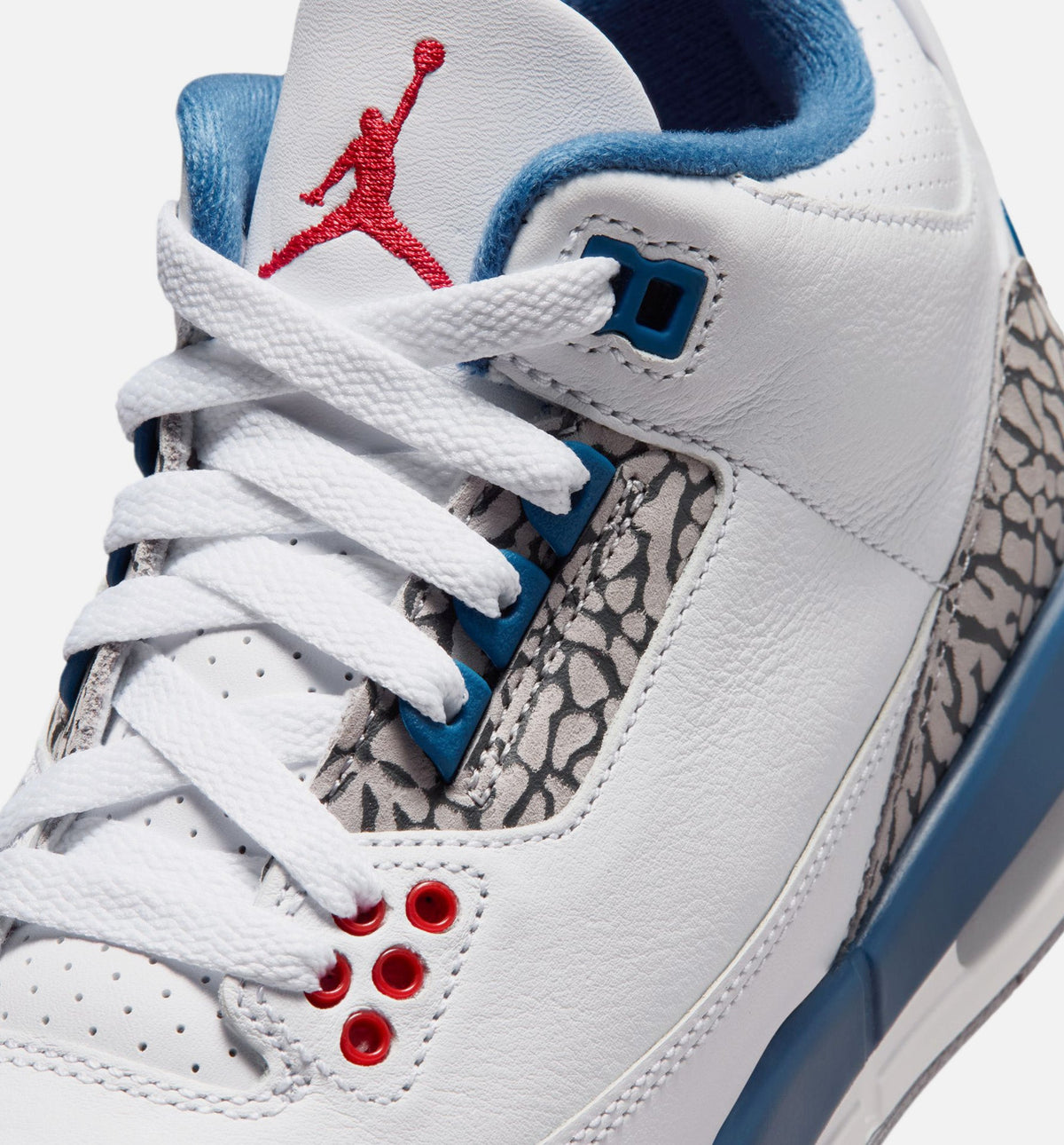 Air Jordan 3 Retro OG True Blue - 青少年生活方式运动鞋（白/火焰红/真蓝）