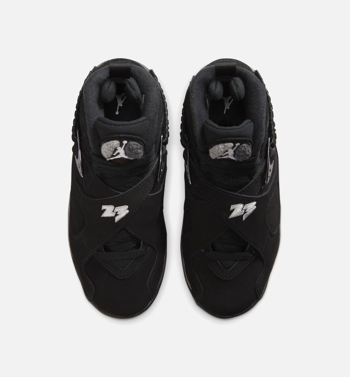 Air Jordan 8 Retro Chrome Black And Light Graphite 小学生生活方式运动鞋 - 黑色/白色/淡石墨