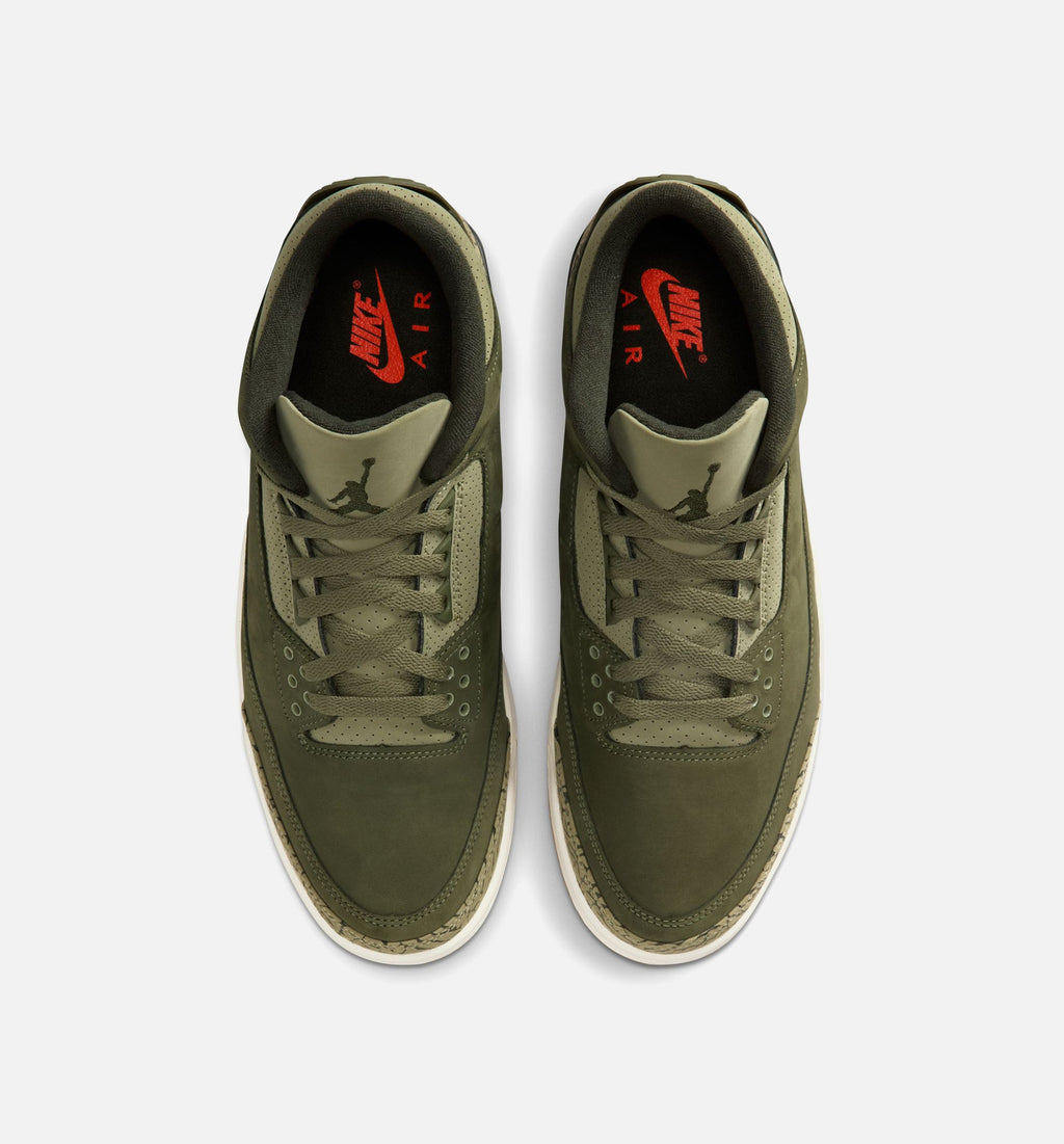 Air Jordan 3 Retro Medium Olive - 男款生活方式运动鞋（中橄榄绿/巫杆森综/中性橄榄/帆布白/火红）