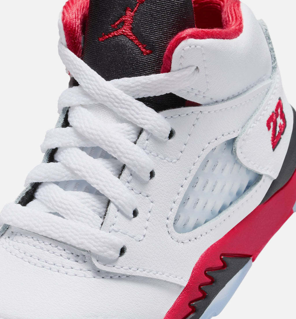Air Jordan 5 Retro Fire Red 婴幼儿生活方式运动鞋 - 火焰红/白色