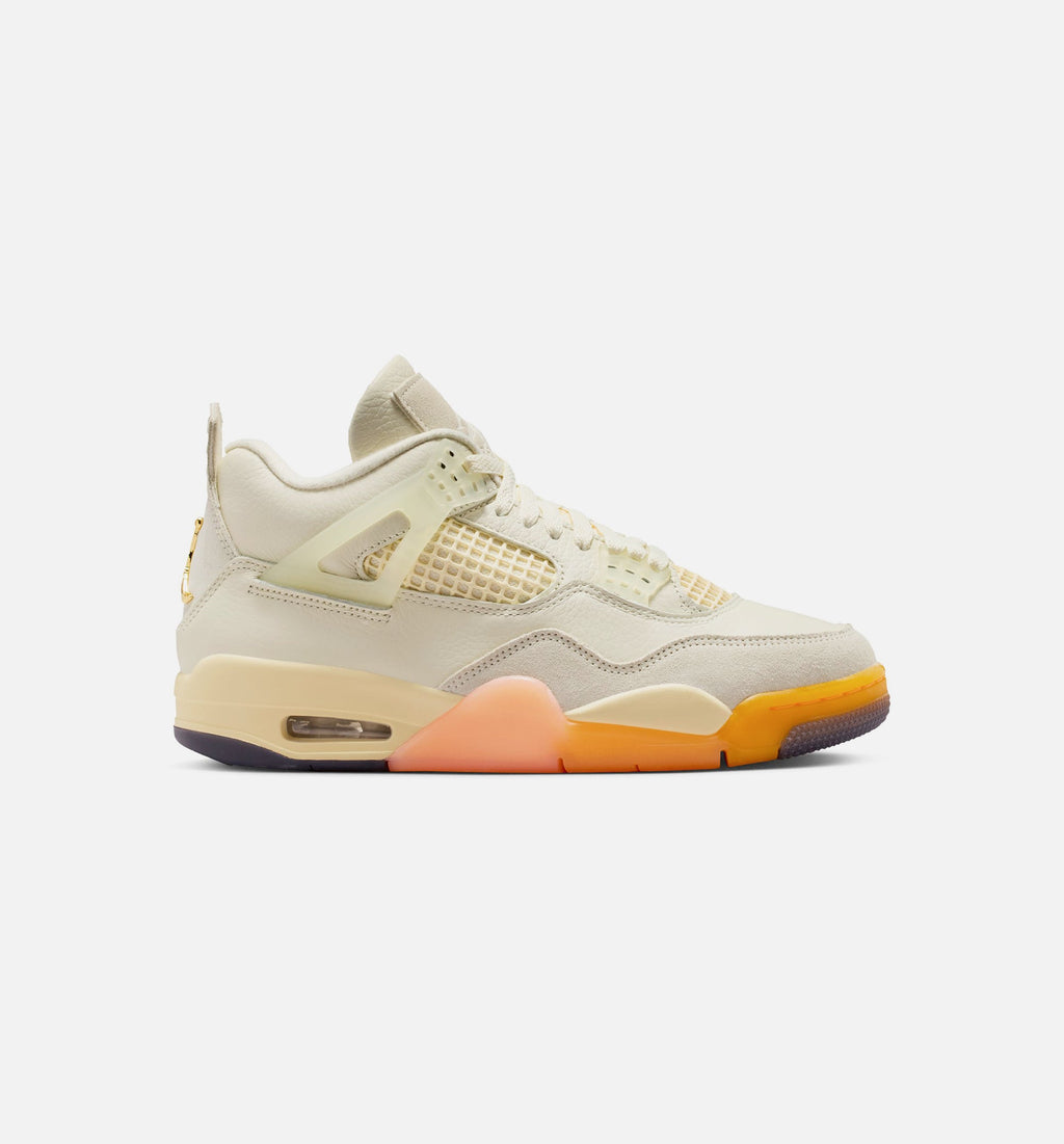 Air Jordan 4 Retro Birds of Paradise 女款生活方式运动鞋 - 椒奶/金色/沙麻/芒果橙/日晏色/黑