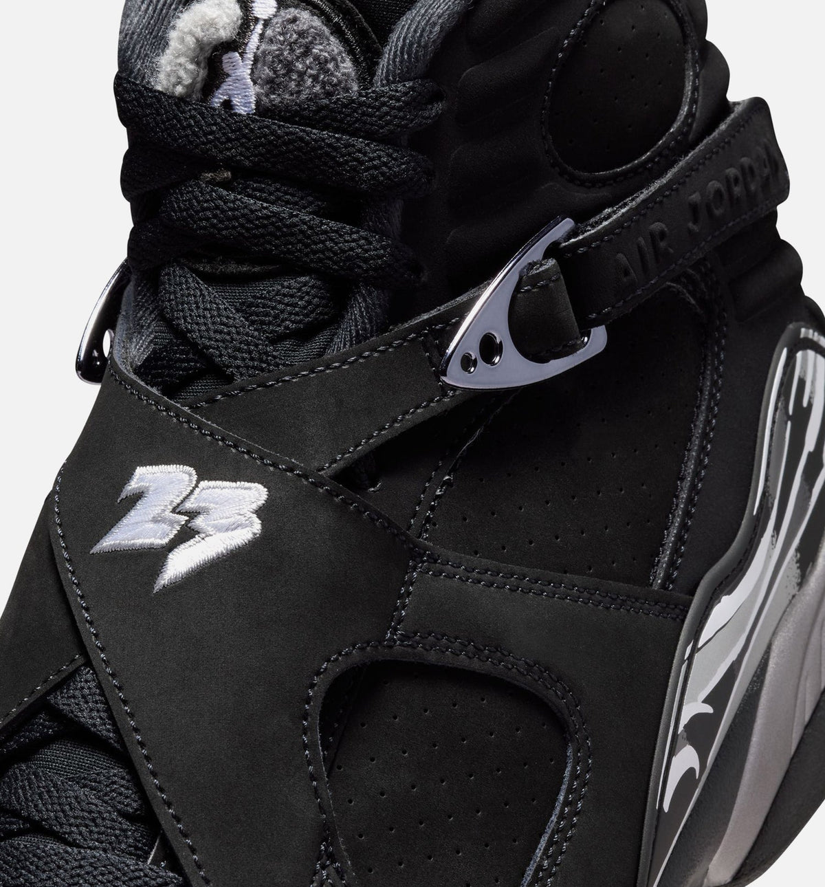 Air Jordan 8 Retro Chrome Black And Light Graphite 男款生活方式运动鞋 - 黑色/白色/淡石墨