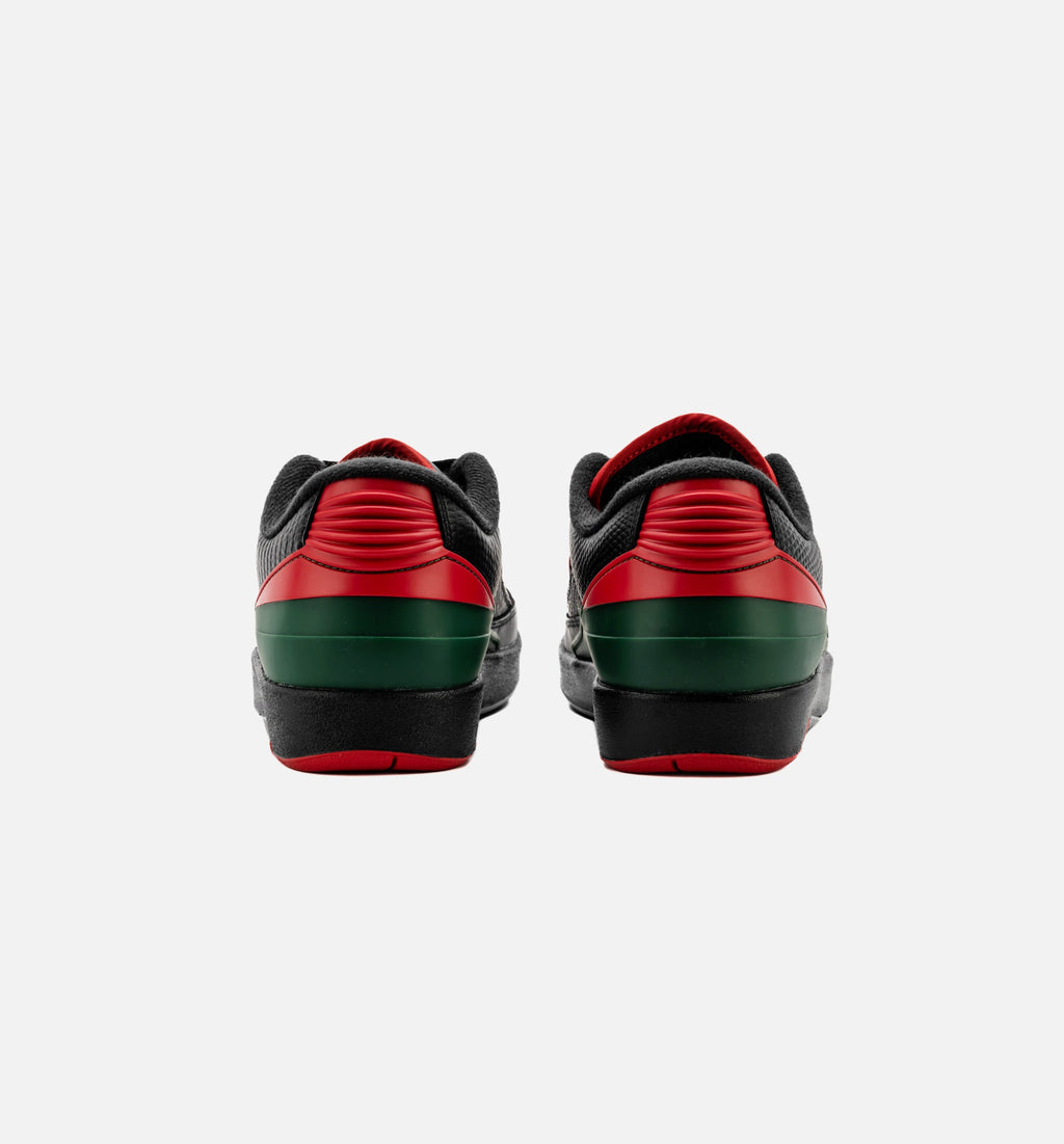 Air Jordan 2 Retro Low Christmas - 青少年生活方式运动鞋（黑/火焰红/水泥灰）
