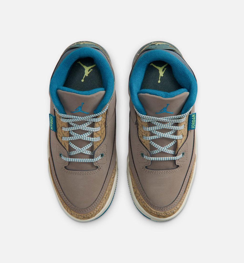 Air Jordan 3 Retro Olive Grey - 学前儿生活方式运动鞋（橄榄灰/深渊绿/卡其色/海玻璃绿）