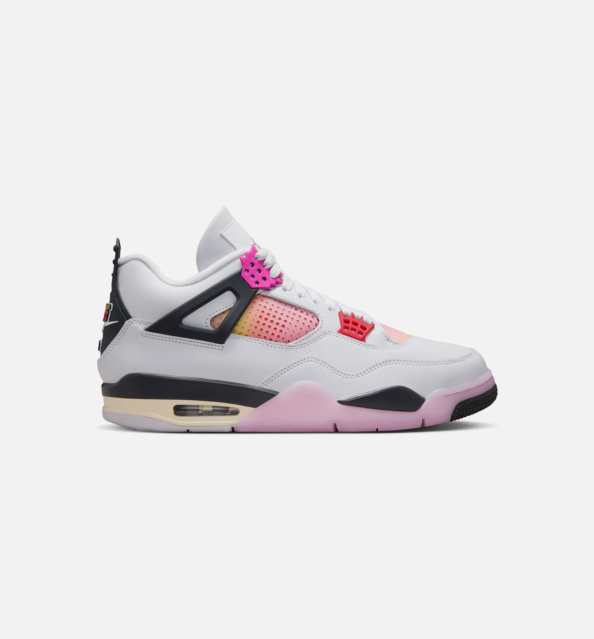 Air Jordan 4 Retro Comic 男款生活方式运动鞋 - 脱白/火焰粉/深灰
