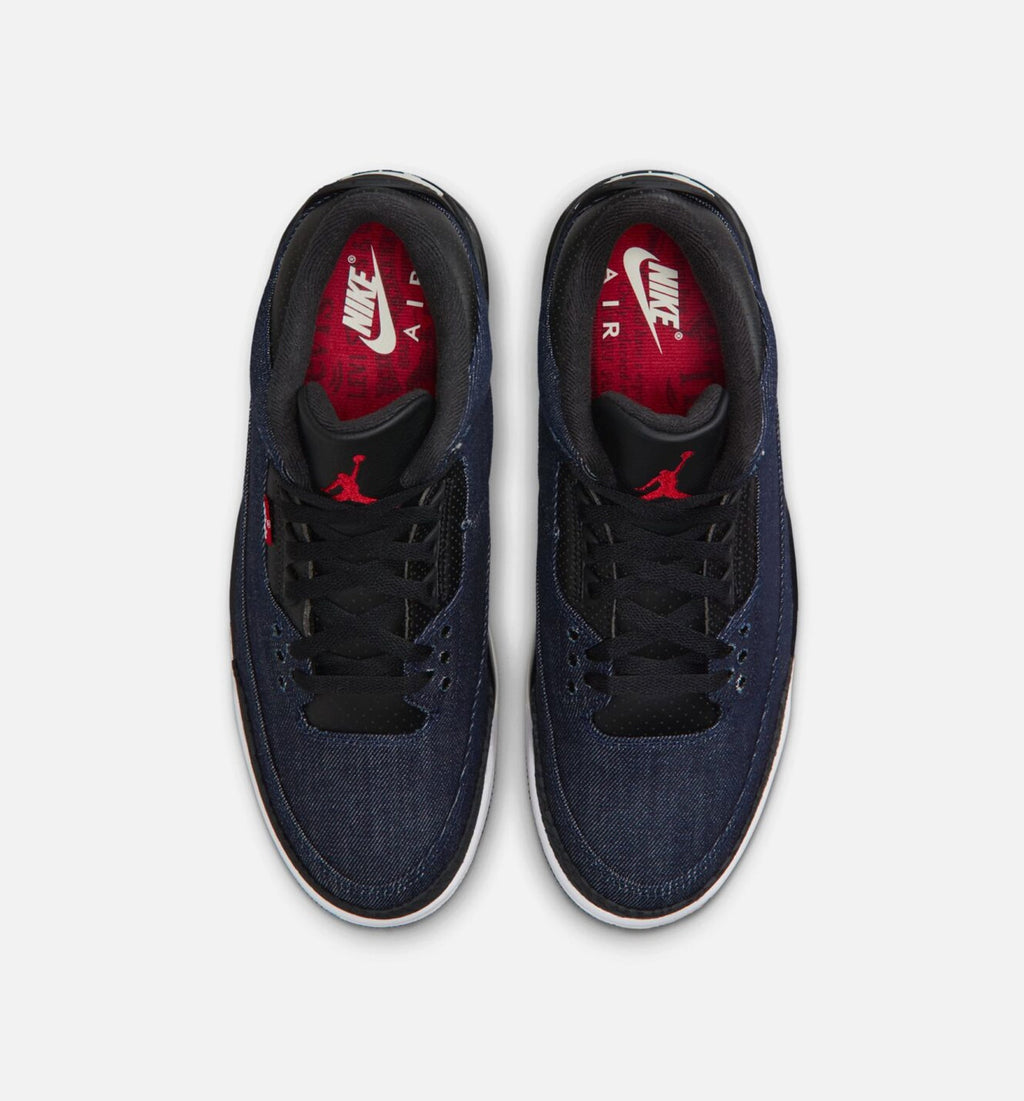 Air Jordan 3 x Levi's Indigo And Gym Red 男款生活方式运动鞋 - 牛仔布/黑色/帆布白