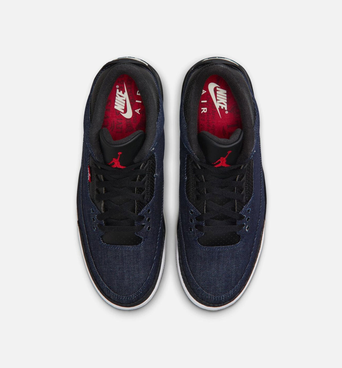 Air Jordan 3 x Levi's Indigo And Gym Red 男款生活方式运动鞋 - 牛仔布/黑色/帆布白